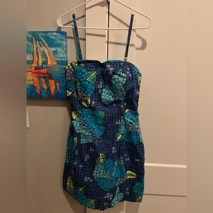Lilly Pulitzer Blue Molokini Mosaic Floral Strapless Dress – Size 8